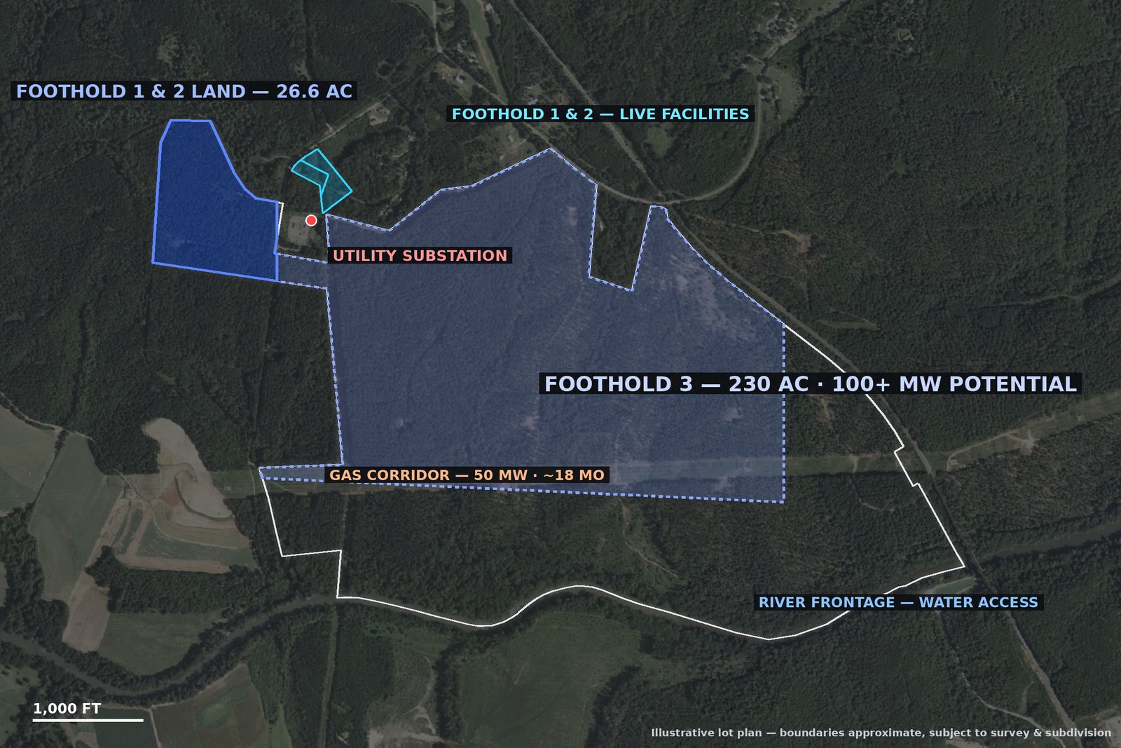 Campus lot map with outlined tracts
