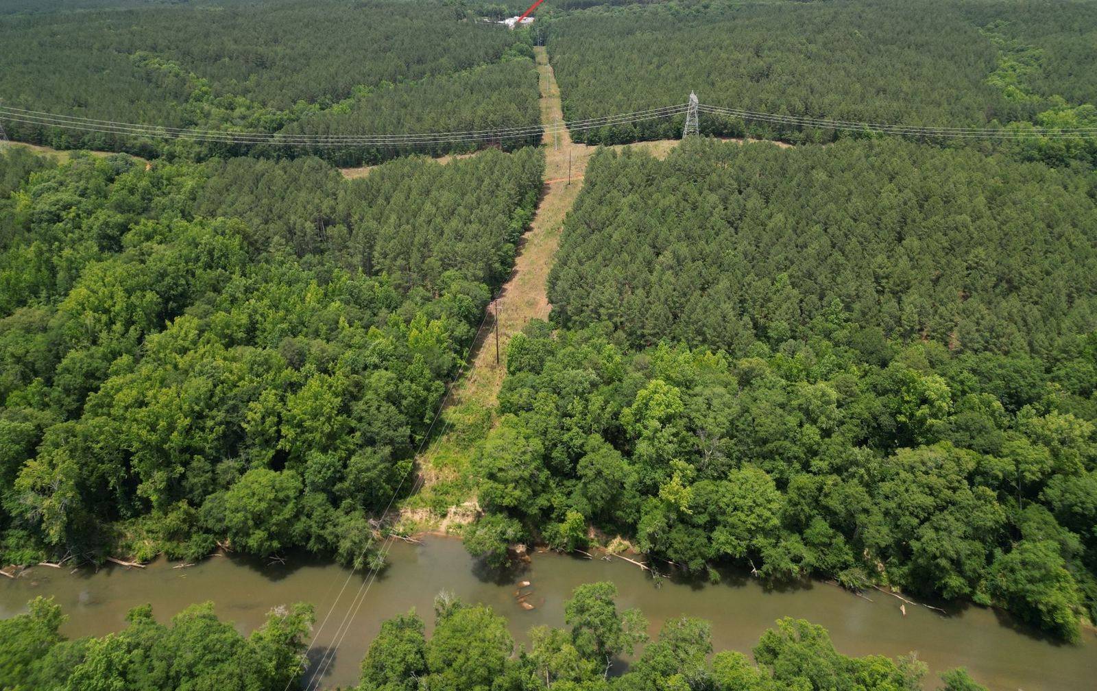 Aerial of the transmission corridor to the utility substation