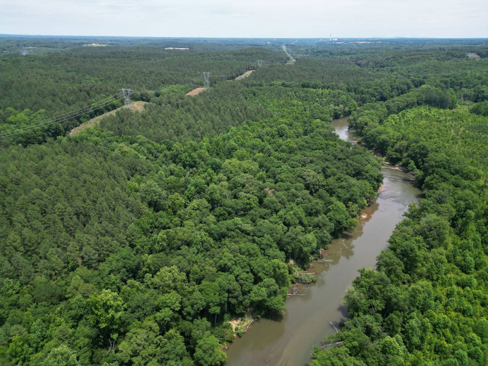 Aerial view of the Foothold 3 land along the river